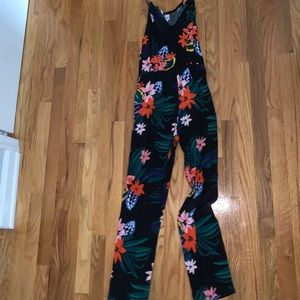 old navy black floral jumpsuit